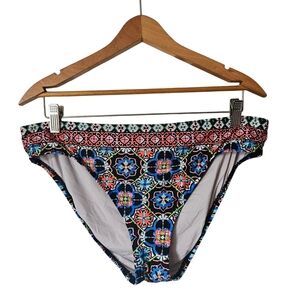 La Blanca Casa Azul Banded Vibrant Multi Color Hipster Bikini Bottom Size 14